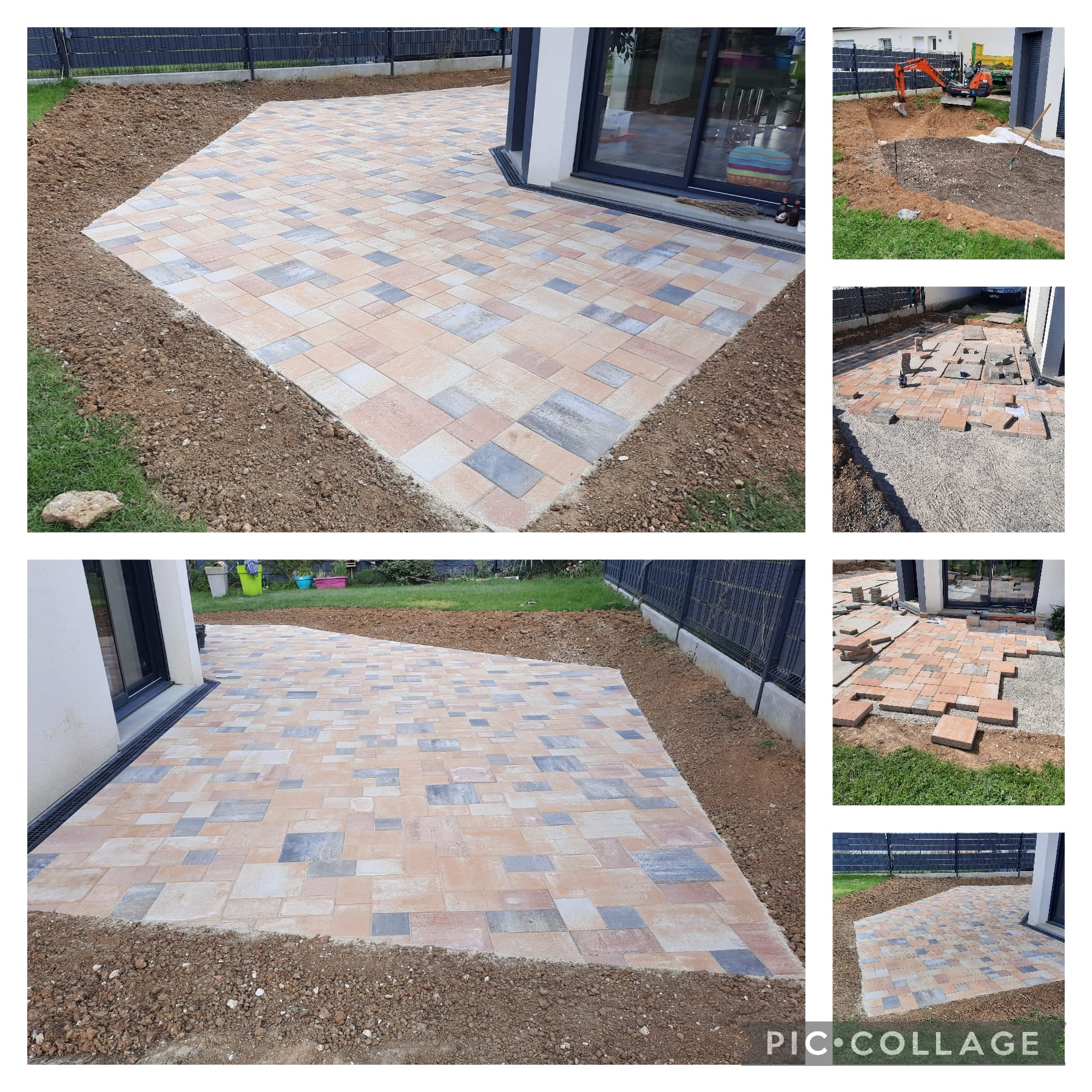 Terrasse en pavés multi-tons